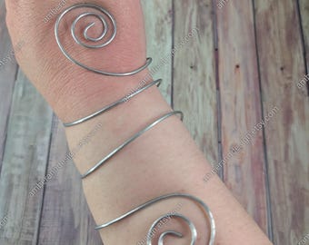Silver Spiral Arm Cuff, Fairy Elven Costume Jewelry