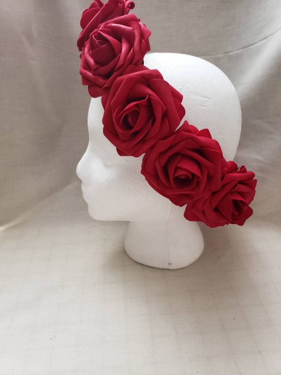 Red Rose Head Wreath, Red Rose Crown, Red Rose Flower Crown, Red Flower Crown, Goddess Crown