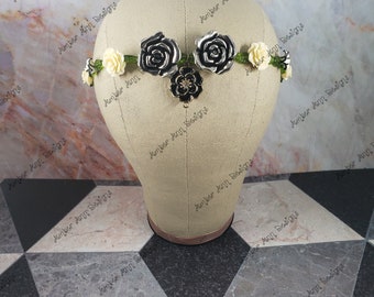 Gothic Headband, Bridal Forehead Band, Art Deco Headband, 1920s Bridal Headband, Gatsby Headband, Beaded Wire Headband, Gothic Headpiece