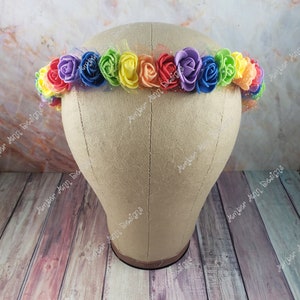 Tieback Pride Flower Crown, Rainbow Flower Crown, Pride Gift, Pride Parade, Pride Month, Queer Flower Crown, LGBTQ Flag, Pride Fest, LGBTQIA
