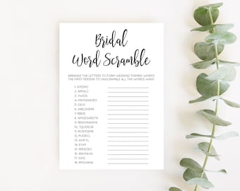 DIGITAL FILE - Bridal Word Scramble - Bridal Shower Games & Activities - Black and White - BR005