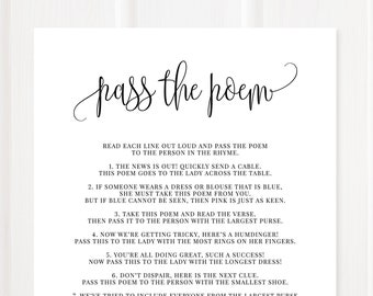 Bridal Shower Game Poem - Etsy