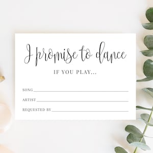 Carte de demande de chanson imprimable, je promets de danser si vous jouez à la carte, demande de chanson de mariage, carte de musique, insertion d'invitation, fichier numérique, WE030