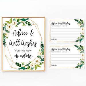Consejos florales y buenos deseos para el nuevo Sr. y Sra. Signos y Tarjetas, Consejos y Deseos, Tarjeta de Consejos de Boda, Vegetación, Archivo Digital, WE002