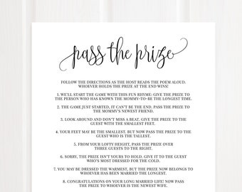 Pass the Prize Baby Shower Game, Rhyme Game, Pass the Prize Poem Baby Shower Game, Fun Baby Shower Activity, Digital File, BA030