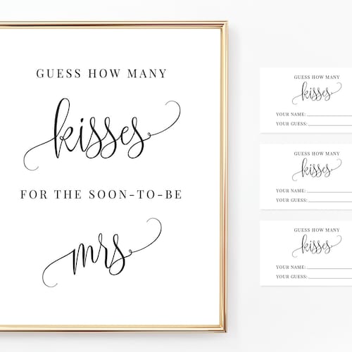 How Many Kisses Bridal Shower Game Hershey Kisses Game Etsy