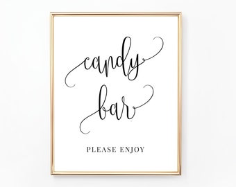 Candy Bar Sign Printable | Candy Table Sign | Dessert Sign | Black and White | Instant Download | WE030, BR030, BA030