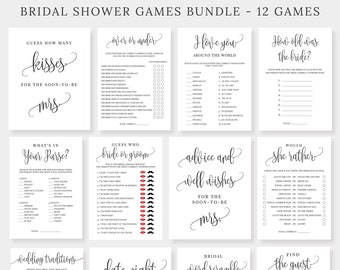 Bridal Shower Games Bundle, 12 Bridal Shower Games, Printable Shower Games Package, Wedding Shower Games Pack, Modern, Digital File, BR030