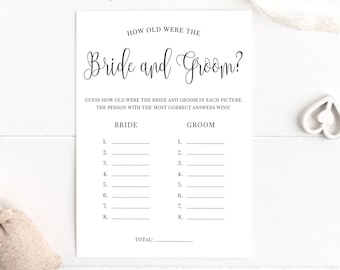 How Old Were the Bride and Groom? | Bridal Shower Games, Wedding Shower, Couples Shower | Digital File | BR030, WE030