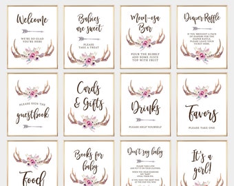 12 Baby Shower Signs Bundle Printable Signage Pack Baby | Etsy