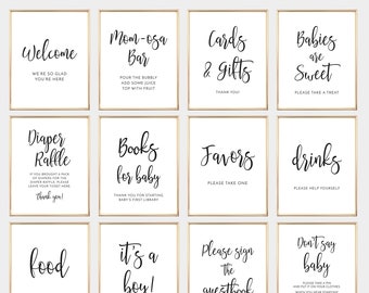 12 Baby Shower Signs Bundle Printable Signage Pack Baby | Etsy