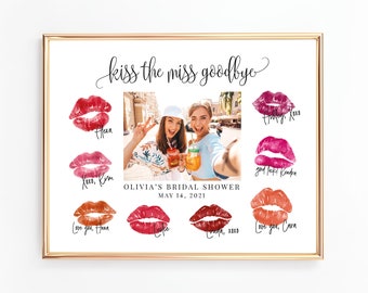 Kiss the Miss Goodbye Sign, Bridal Shower Sign, Printable Sign, Bachelorette Party Game, Miss to Mrs, Hens Party, Digital File, BR030