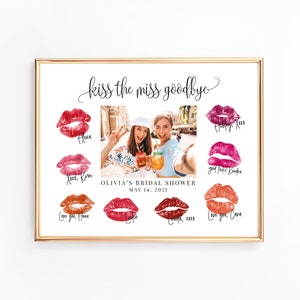 Kiss the Miss Goodbye Sign, Bridal Shower Sign, Printable Sign, Bachelorette Party Game, Miss to Mrs, Hens Party, Digital File, BR030