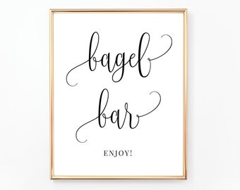 Signe de barre de bagel, signe de nourriture imprimable, signe de nourriture de mariage, signe de nourriture imprimable, douche nuptiale, douche de bébé, fichier numérique, WE030 BR030 BA030