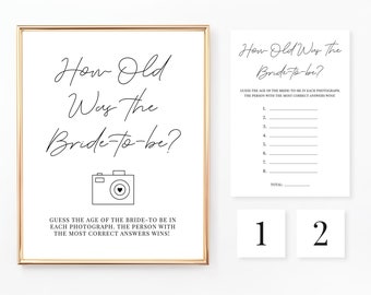 How Old Was the Bride-to-be? Bridal Shower Games, Guessing Game, Wedding Shower, Couples Shower, Fun Bridal Games, Digital File, BR001