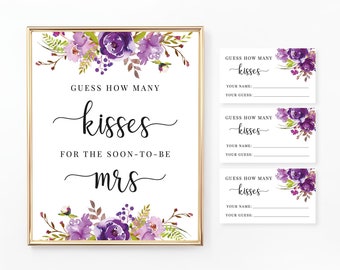 Guess How Many Kisses for the Soon-to-be Mrs, Floral Bridal Shower, Candy Guessing Game, Kisses in the Jar Game, Digital File, BR006