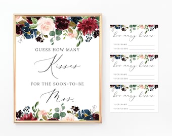 Kisses for the Soon to Be Mrs Printable Sign and Cards How | Etsy