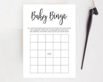 Baby Shower Bingo Game, Printable Bingo Card, Baby Shower Activity, Digital File, BA005