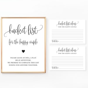 Bucket-List-Schild und Karten, Hochzeits-Bucket-List, Hochzeitsspiel, Bucket-List-Ideen, Brautparty, Hochzeitsparty, minimalistisch, WE030, BR030