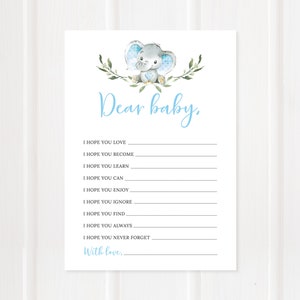 Gioco Baby Shower Dear Baby, Gioco Baby Shower, Gioco stampabile, Attività Baby Shower, Blu, Elefante, File digitale, BA059
