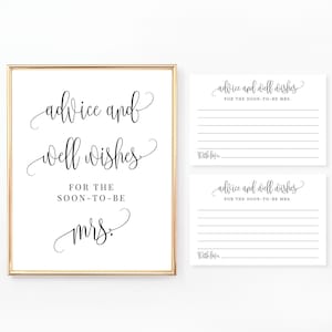 Ratschläge für die Braut Schild und Karten, Ratschläge und gute Wünsche, druckbare Brautparty-Spiele, Hochzeitsparty, modern, minimalistisch, BR030