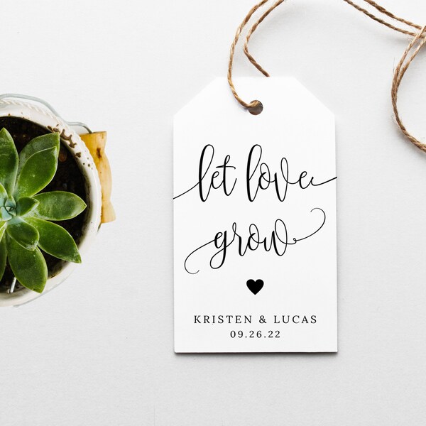 Let Love Grow Tags, Succulent Favors Tags, Wedding Favor Tags, Gift Tags, Bridal Shower, Baby Shower, DIGITAL FILE, WE030, BR030, BA030