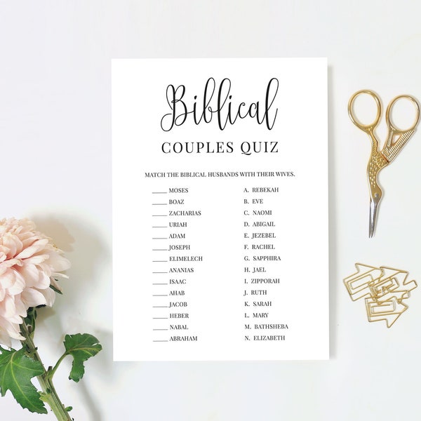 Bible Couples Quiz, Biblical Couples Game, Bridal Shower, Floral Wedding Shower, Couples Shower, Wedding Shower, Digital File, BR030, WE030