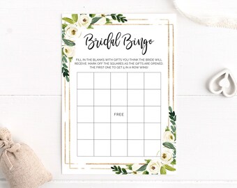 Bridal Bingo Game, Bridal Shower Games, Printable Game, Floral Wedding Shower, Digital File, BR002