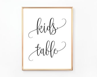 Kids Table Sign, Wedding Sign, Printable Sign, Kids Table Wedding, Children's Table Sign, Wedding Table Sign, Digital File, WE030