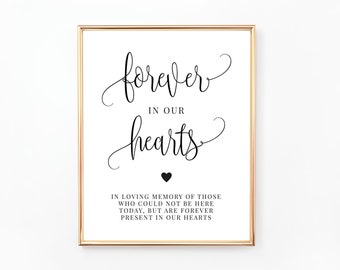 Forever In Our Hearts Sign, In Loving Memory Sign, Memorial Table, In Honor Sign, This Candle Burns In Loving Memory, Digital File, WE030