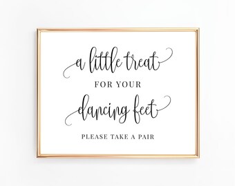 A Little Treat For Your Dancing Feet Sign, Flip Flops Sign, Wedding Signs, Wedding Signage, Dancing Shoes Sign, Digital File, WE030