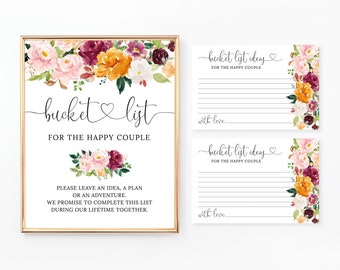 Bucket List teken en kaarten, bruiloft bucketlist, bucketlistideeën, bloemenvrijgezellenfeest, huwelijksdouche, herfst, herfst, roze, BR052, WE052