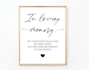 In Loving Memory Printable Sign, Memorial Table Sign, Modern, Minimalist, Digital File, WE088