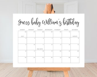 Guess Baby's Birthday Printable Baby Due Date Calendar | Etsy