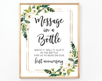 Message In a Bottle Sign, Wedding Signs, Wedding Guest book Sign, Printable Sign, Advice and Well Wishes, Anniversary Sign DigitalFile WE002