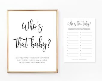 Who's That Baby? Baby Shower Game, Guess the Baby Picture Game, Printable Baby Shower Game, Guessing Game, Digital File, BA005