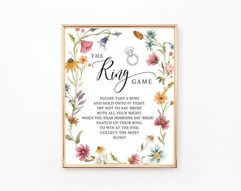 Wildflower Ring Spiel Zeichen, druckbare Brautdusche Zeichen, Ring Jagd Zeichen, nicht sagen Braut Spiel, Blumen, Blumen Hochzeit Dusche BR089