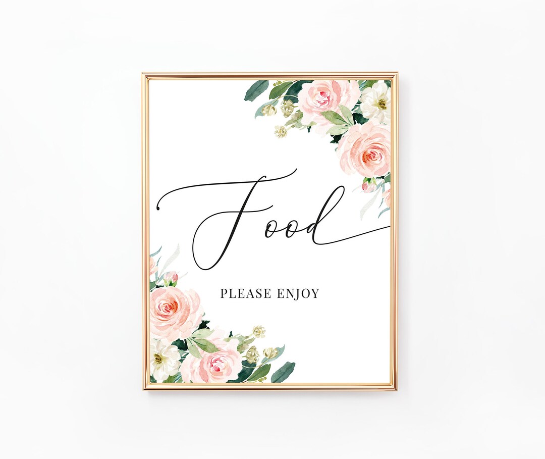 Floral Food Sign, Printable Sign, Wedding, Bridal Shower, Baby Shower ...