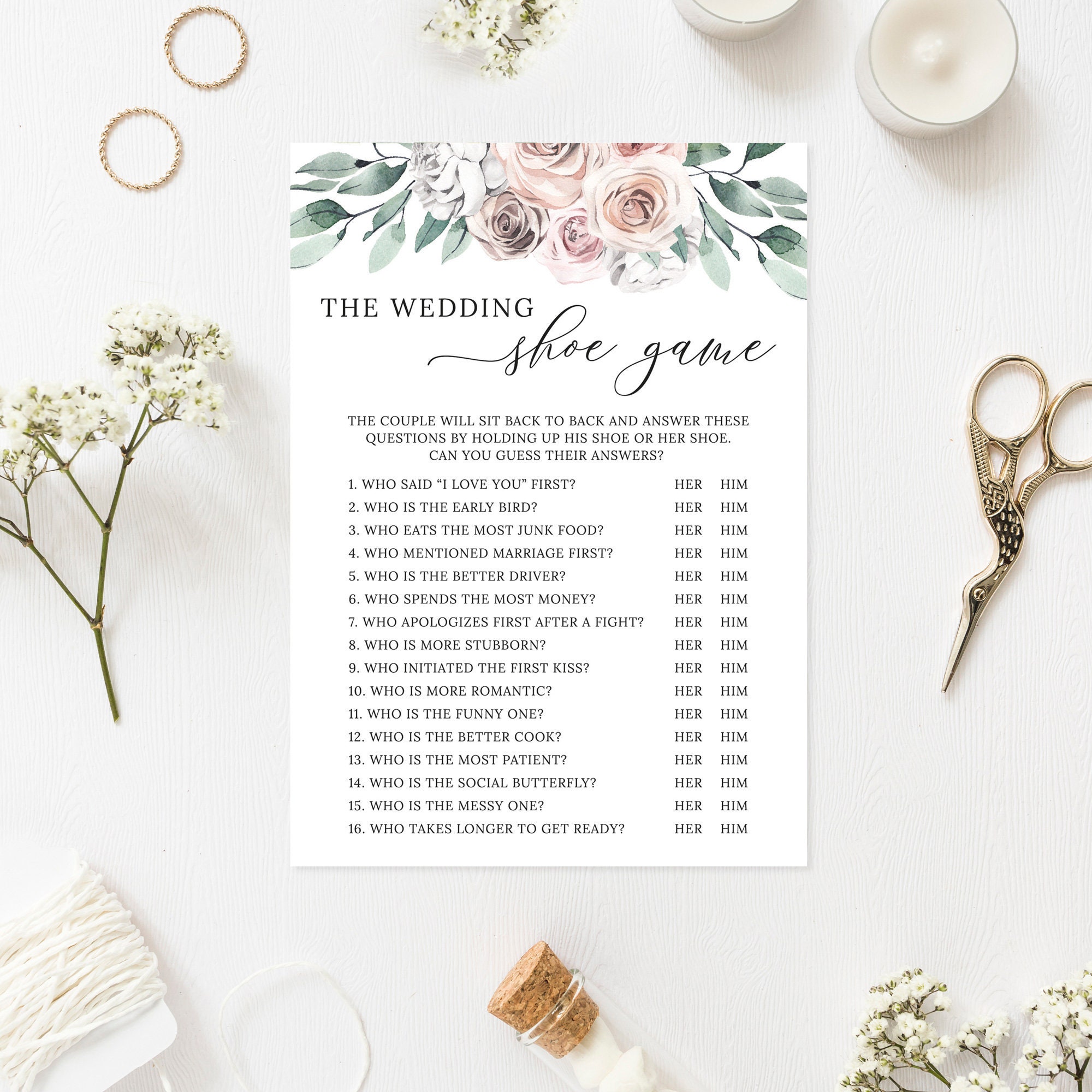 The Wedding Shoe Game Couples Shower Wedding Game Bridal - Etsy