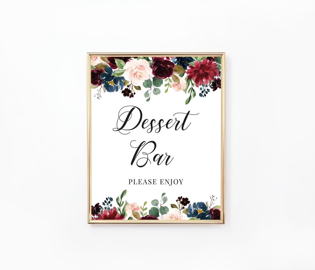 Dessert Bar Sign Printable | Floral Candy Table Sign | Dessert Sign ...
