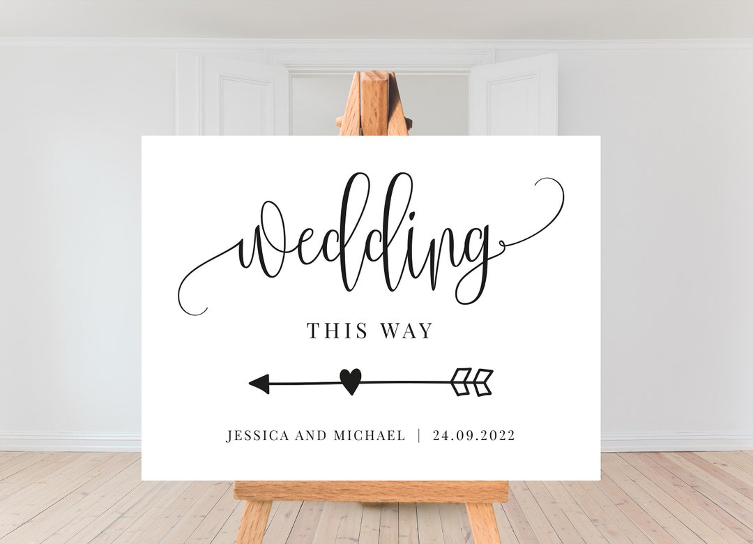Wedding This Way Sign, Wedding Reception Sign, Wedding Sign