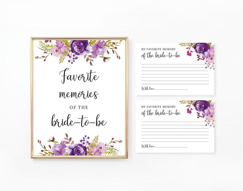 Favorite Memory of the Bride Sign and Cards Printable Bridal | Etsy