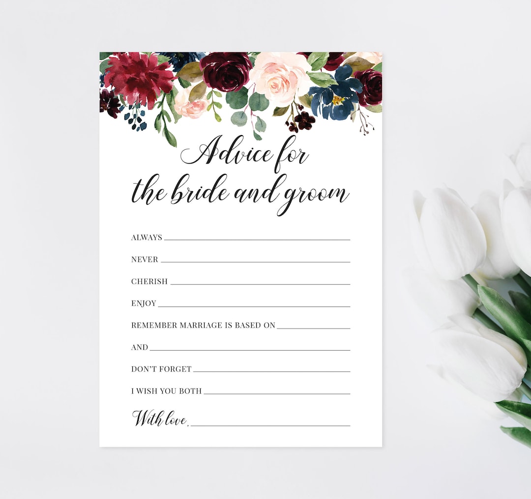 Advice for the Bride and Groom | Printable Bridal Shower Game | Wedding ...