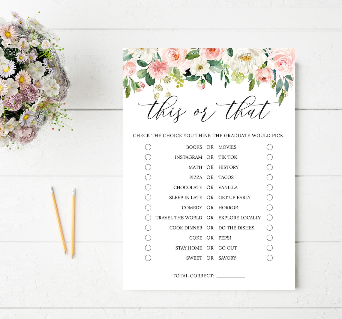This or That Graduation Game Who Knows the Graduate Best How | Etsy