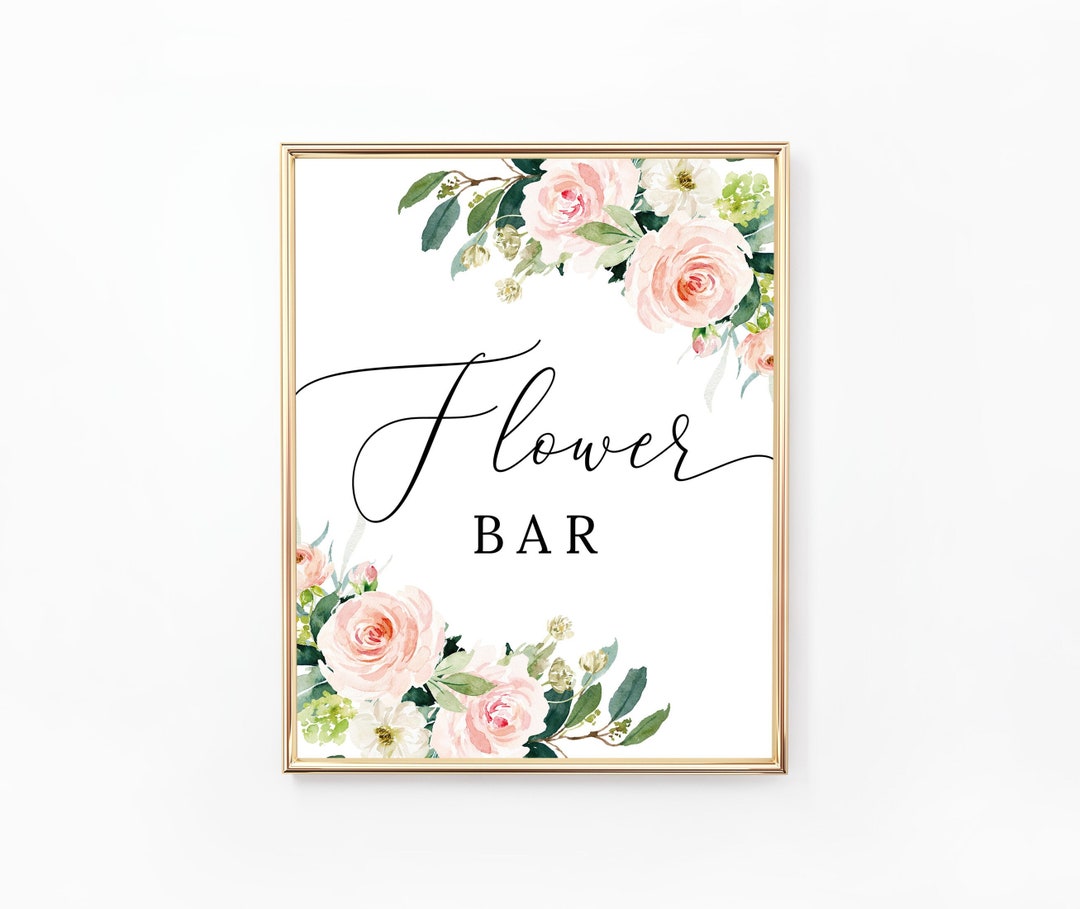Flower Inn Sign Pink Floral Flower Bar Sign, Bridal Shower Sign, Favors Sign, Make a ...