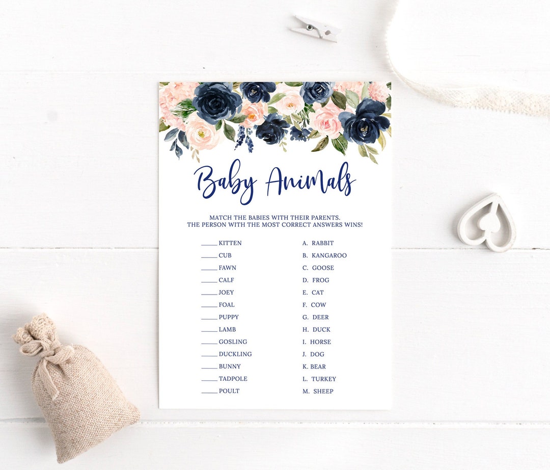 Baby Animals Game, Name the Baby Animals Baby Shower Game, Guessing