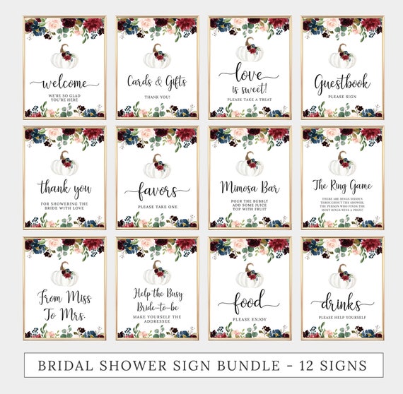 12 Bridal Shower Signs Bundle Printable Signs Signage Pack - Etsy