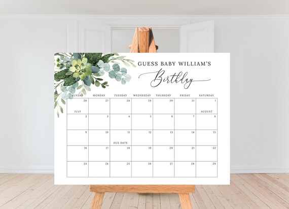 Guess Baby's Birthday Printable Baby Due Date Calendar | Etsy