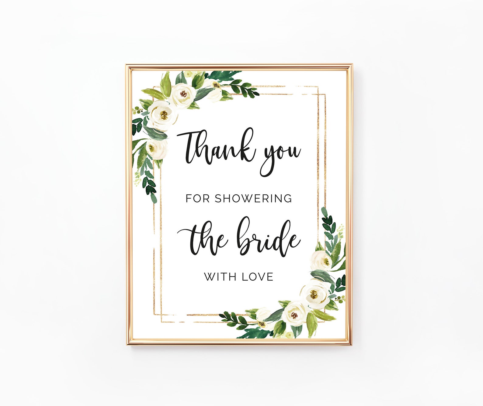 Floral Thank You for Showering the Bride With Love, Thanks for Coming ...