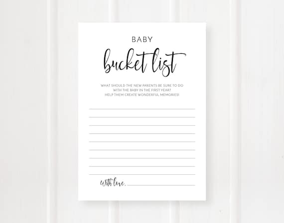 Baby Bucket List Game Baby Shower Game Bucket List for the | Etsy